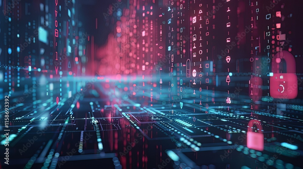 Obraz premium Futuristic Cybersecurity Network: Data Protection in the Digital Age