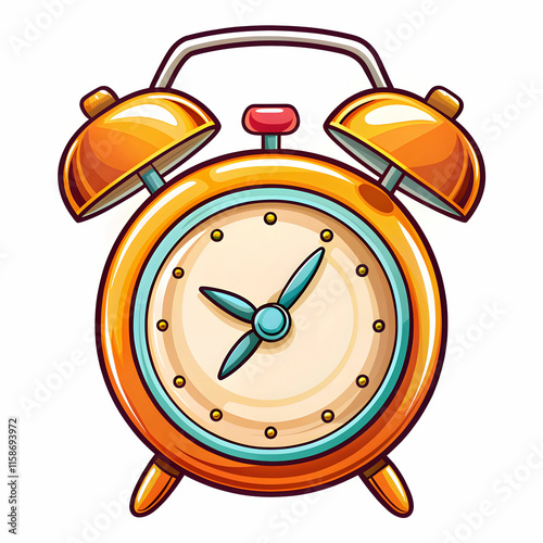 Whimsical Hand-Drawn Alarm Clock Cartoon Illustration