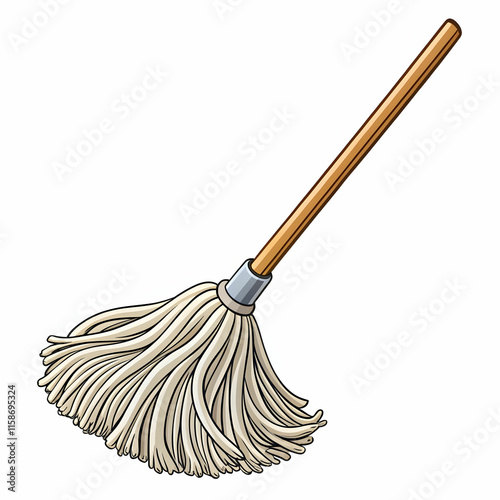 Hand-Drawn Mop Clipart in Cartoon Style