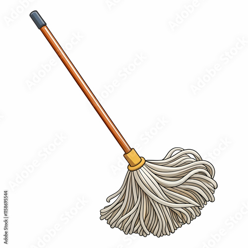 Hand-Drawn Mop Clipart in Cartoon Style