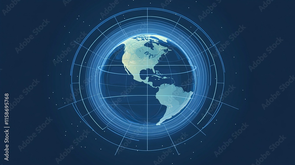 Naklejka premium Vector Illustration of Sphere and Hemisphere with Latitude and Longitude Lines, Earth's Poles, and Geographic Divisions