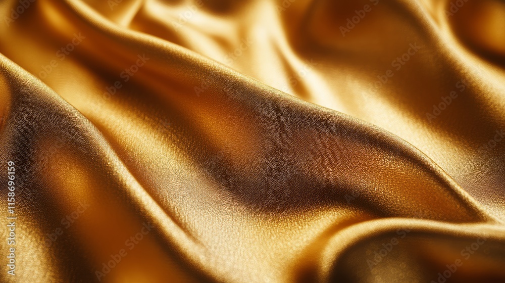 A close-up view of luxurious golden silk fabric, showcasing its smooth texture and rich color, ideal for fashion and interior design applications. A close-up view of luxurious golden silk fabric, showcasing its smooth texture and rich color, ideal for fashion and interior design applications.