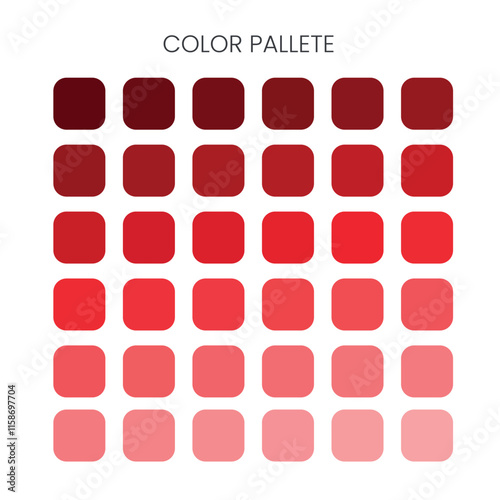 Trendy newest shades of red color palette collection set