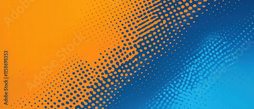 Vibrant orange and blue gradient halftone background for creative designs
