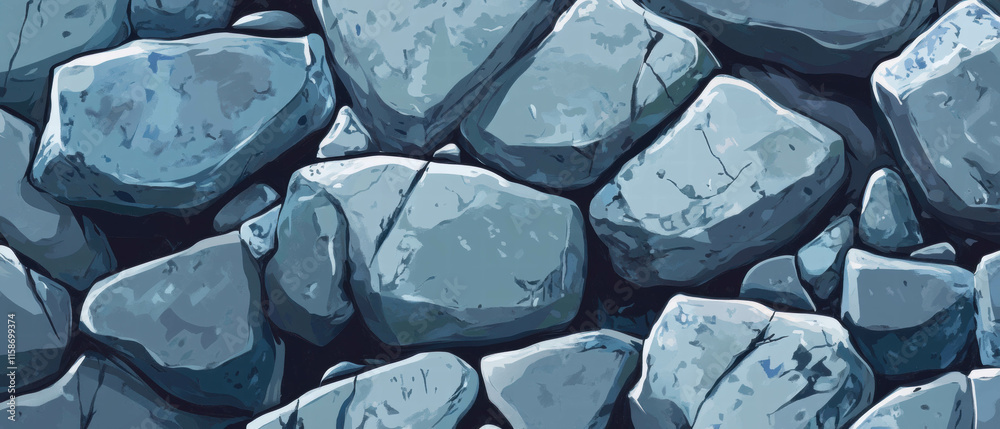 Fototapeta premium Vector cartoon illustration of rough granite texture with detailed rock formations