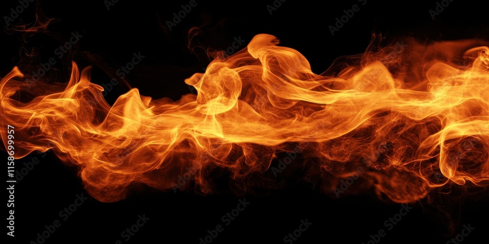 Fototapeta premium Abstract Swirling Orange Flames on Black Background