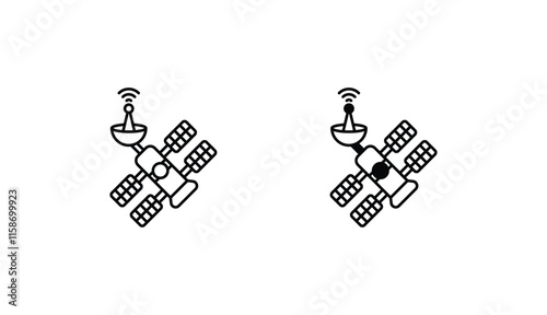 Space Station icon design with white background stock illustration