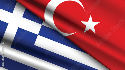 High Quality background with Two Flags of Greece and Turkey