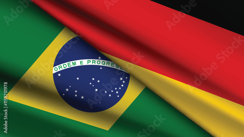 High Quality background with Two Flags of Brazil and Germany