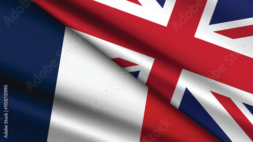 High Quality background with Two Flags of France and UK