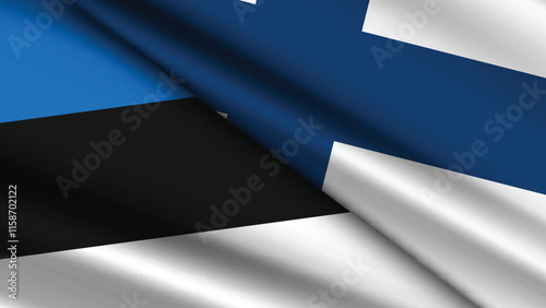 High Quality background with Two Flags of Finland and Estonia