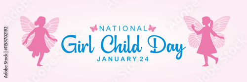 National girl child day banner concept. Vector illustration.
