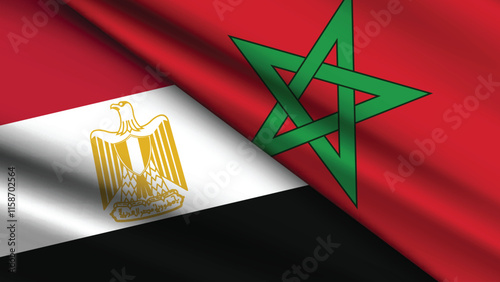 High Quality background with Two Flags of Morocco and Egypt  