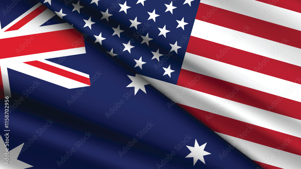 High Quality background with Two Flags of USA and Australia High Quality background with Two Flags of USA and Australia