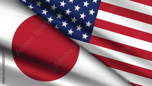 High Quality background with Two Flags of USA and Japan  