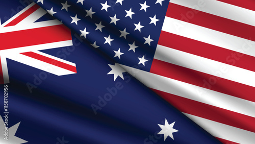 High Quality background with Two Flags of USA and Australia  