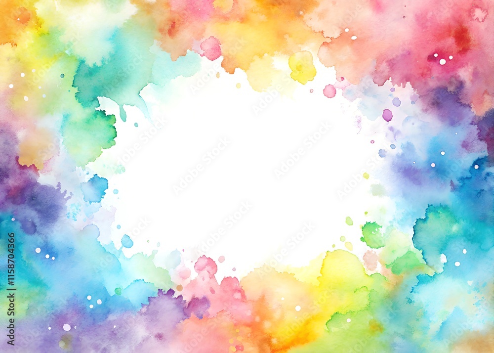 Pastel watercolor splashes framing white space Pastel watercolor splashes framing white space