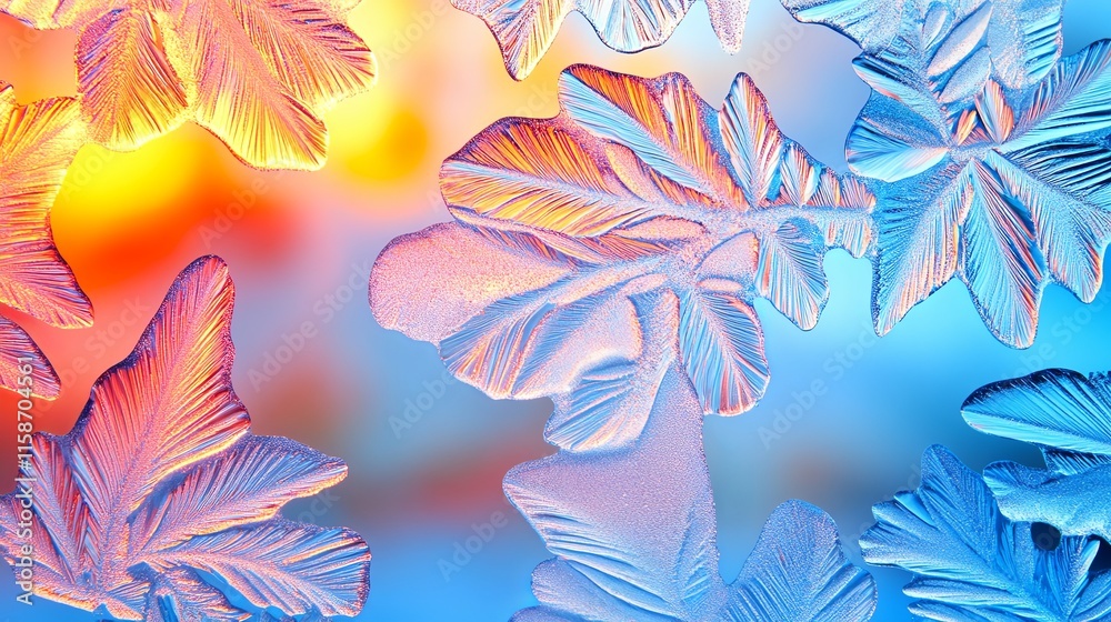 Naklejka premium Frosted Window Patterns with Glowing Winter Light
