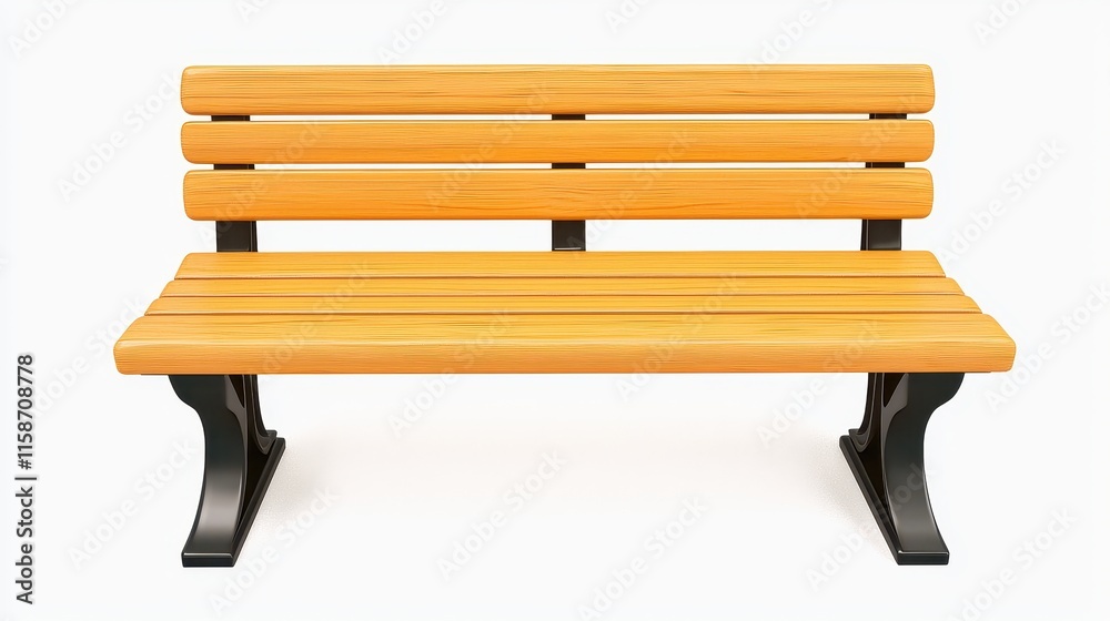 Wooden bench with metal frame on white background for outdoor use Wooden bench with metal frame on white background for outdoor use