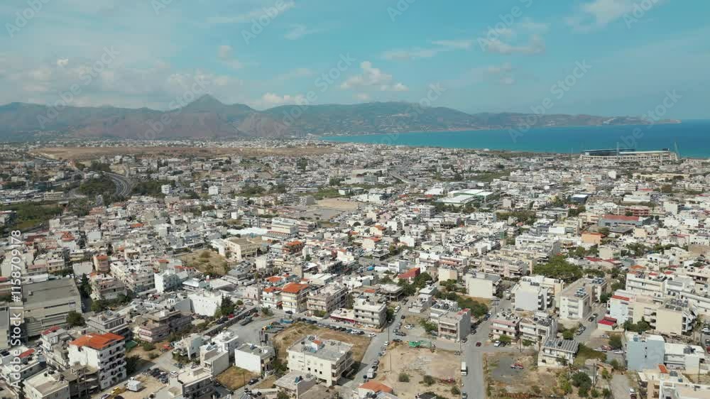 Low Rise Apartment Blocks In Heraklion Crete Drone Track In 4K 60FPS Low Rise Apartment Blocks In Heraklion Crete Drone Track In 4K 60FPS