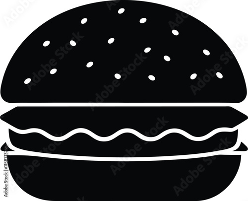 Burger silhouette icon isolated on white background. Burger sign vector illustration design  photo