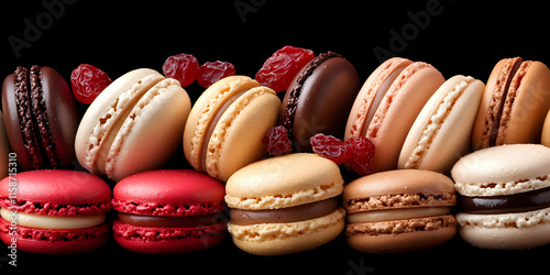 Wallpaper Mural Colorful Macarons with Dried Cranberries, A Delightful Sweet Treat, Perfect for Any Occasion. Torontodigital.ca