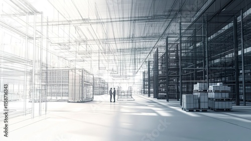 Engineers designing customized racking solutions for a warehouse to maximize storage capacity