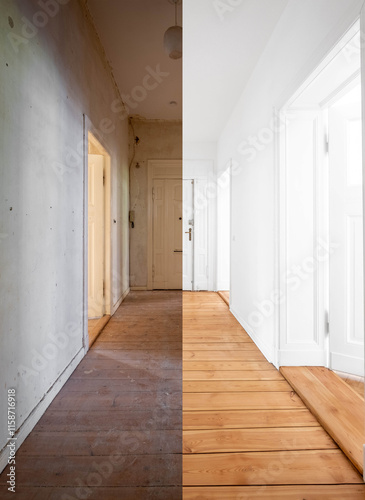 Home Renovation, Corridor before and after renovation - Apartment refurbishment