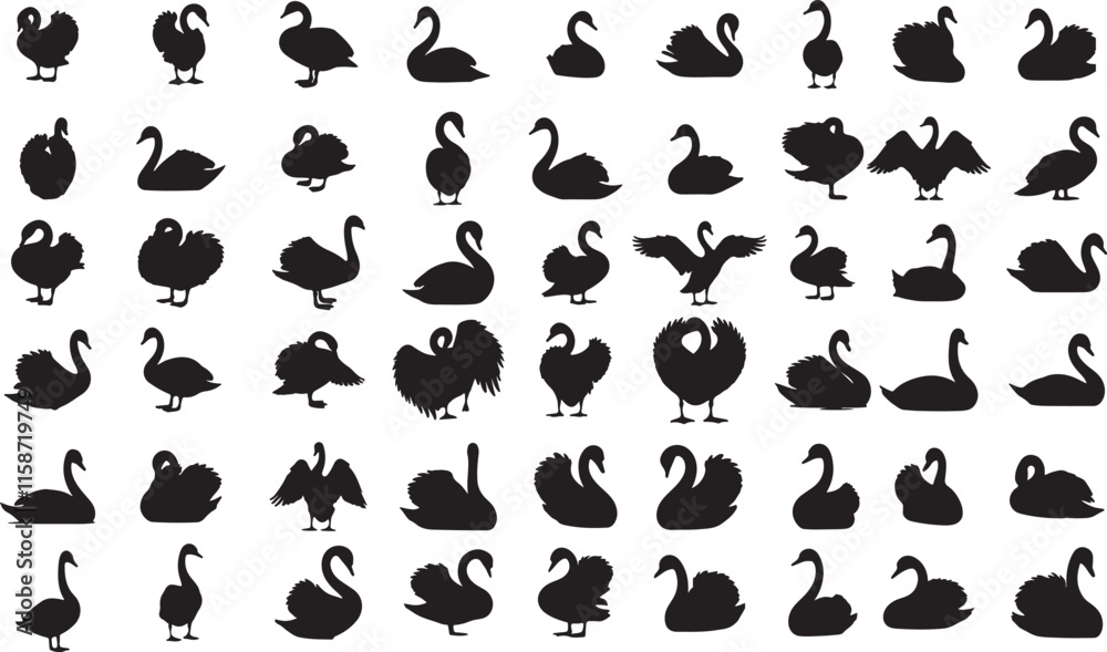 Obraz premium Swan Silhouettes Collection