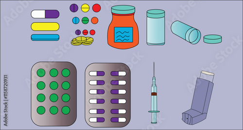 several types of medicines such as: Tablets, Capsules, Liquids, Injections, and Inhalants.