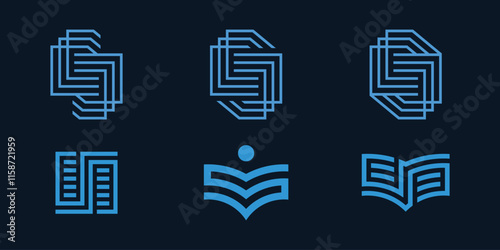 collection of letter S book document logo design, set bundle graphic icon
