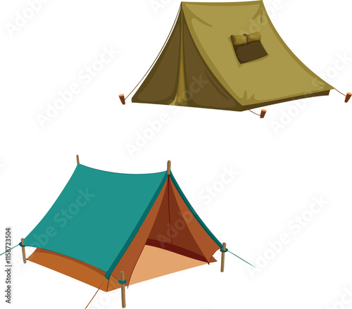 Two colorful camping tents providing shelter in nature