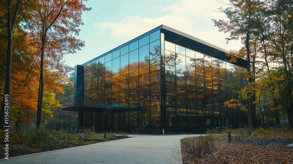 A modern corporate building with a transparent glass exterior, A modern corporate building with a transparent glass exterior,
