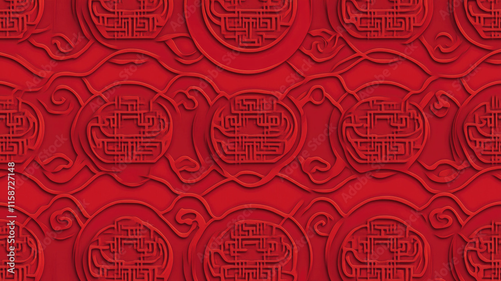 Red Chinese seamless oriental pattern as an elegant background for New Year celebrations, banners, or postcards. Red Chinese seamless oriental pattern as an elegant background for New Year celebrations, banners, or postcards.
