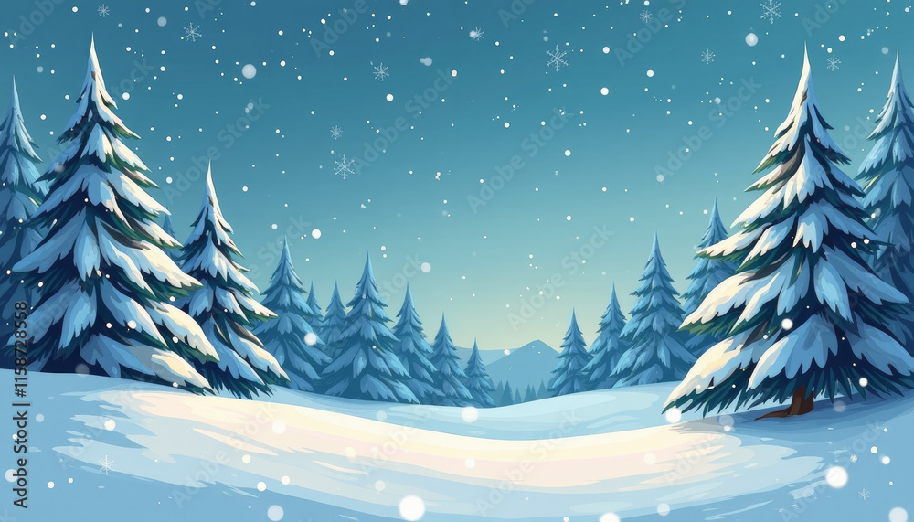 Obraz premium Winter Forest Landscape with Snow