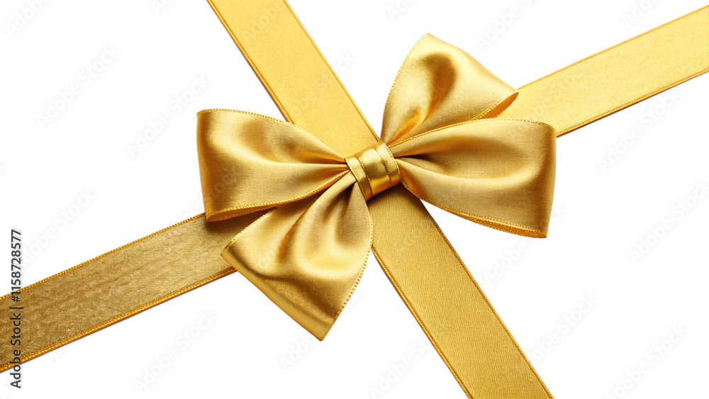 golden bow isolated on white background, Golden Bow on white. golden bow isolated on white background, Golden Bow on white.