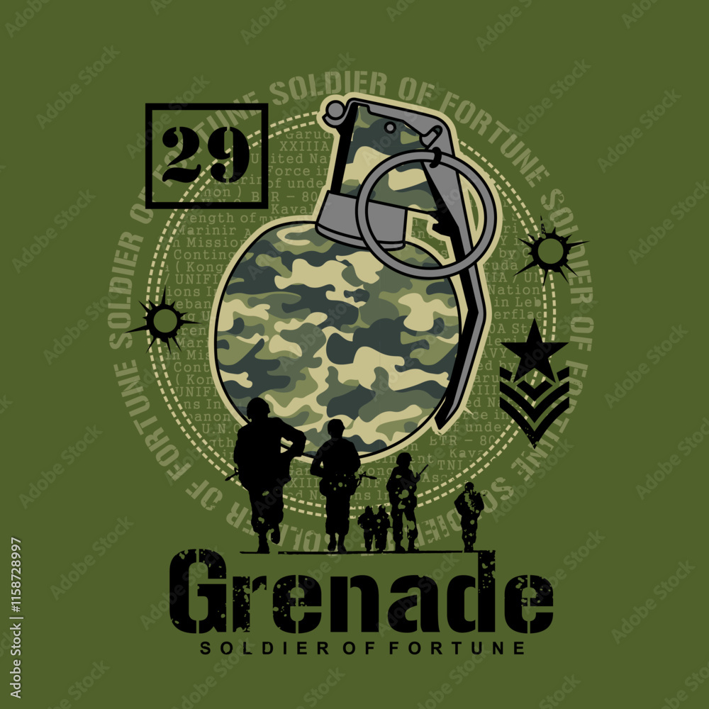 Fototapeta premium Red beret special forces with grenade, Vector illustration, vector illustration