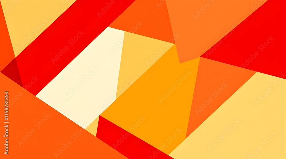 Red orange and yellow geometric shapes form an abstract design. Red orange and yellow geometric shapes form an abstract design.