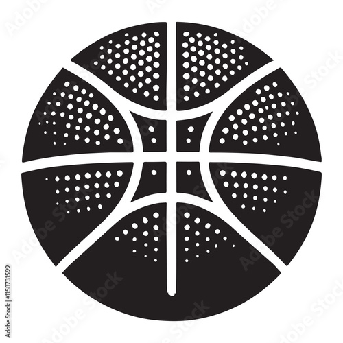 basketball Silhouette Vector Illustration, Solid White Background.
