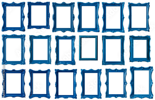 Ornate Blue Wall Mirror Frame Collection photo