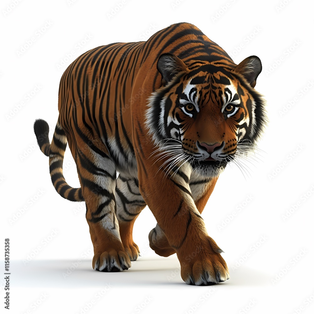 Majestic Tiger Portrait on White Background Majestic Tiger Portrait on White Background