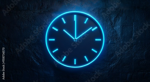 Wallpaper Mural Futuristic digital clock with abstract blue glowing lights on a dark background. A glowing silhouette of a clock representing time. Can be used to convey the value of time Torontodigital.ca