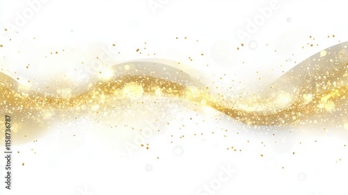 An abstract golden bokeh glitter effect isolated on white