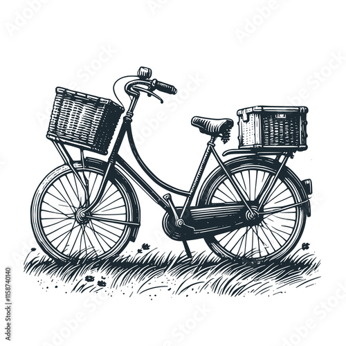 The holland bike. fiets. Black white vector illustration. photo