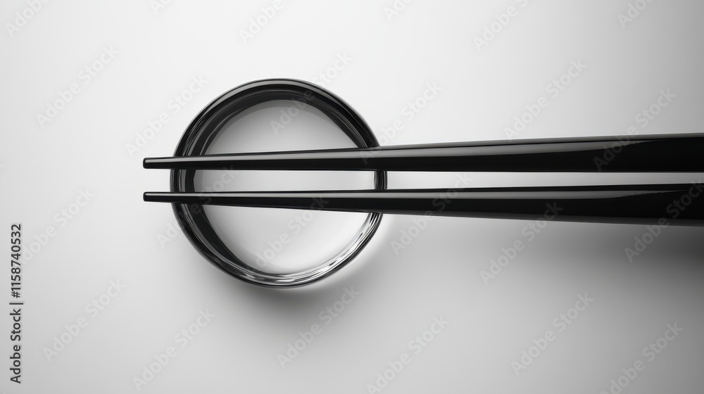 Black chopsticks holding a piece of sushi delicately, Black chopsticks holding a piece of sushi delicately,