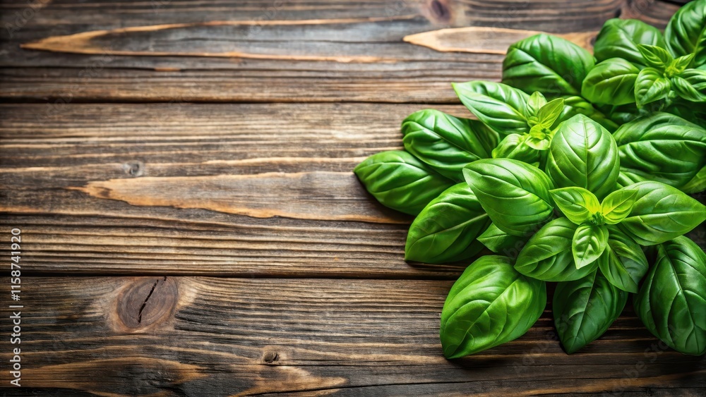 Fragrant Basil leaves on a wooden table , basil, plant, basil, plant, aromatic Fragrant Basil leaves on a wooden table , basil, plant, basil, plant, aromatic
