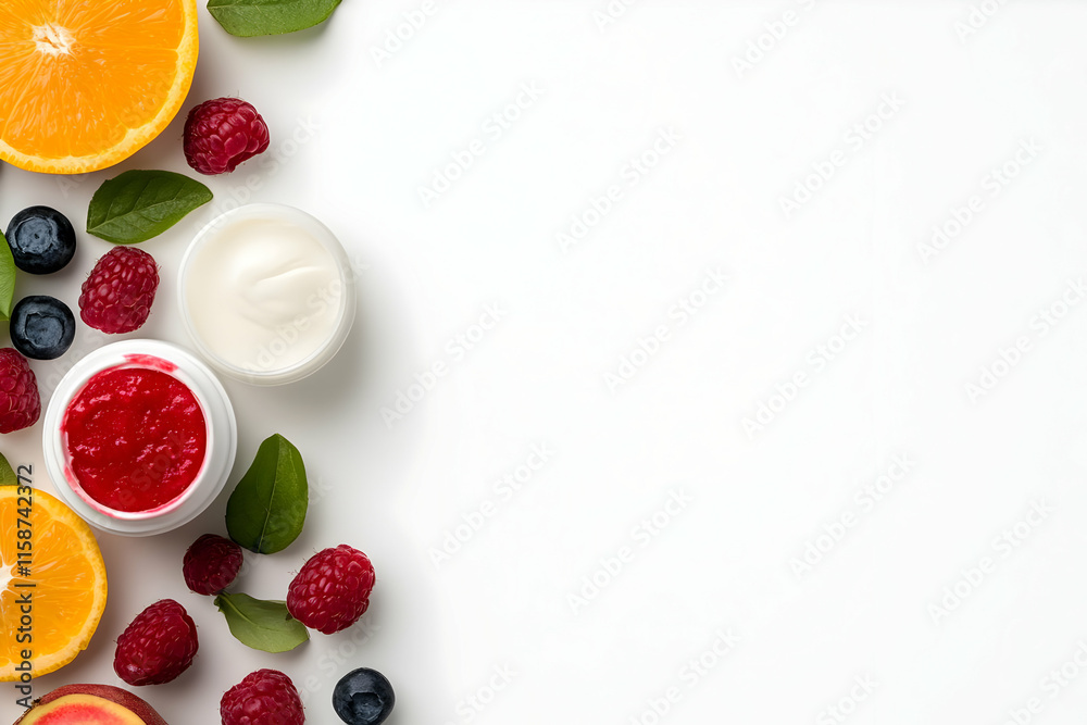Vibrant Fruit & Cream Cosmetic Illustration Vibrant Fruit & Cream Cosmetic Illustration