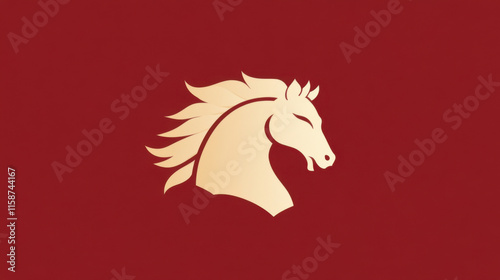 minimalist design featuring horse zodiac symbol on red background, showcasing elegance and simplicity. This illustration captures essence of horse zodiac beautifully