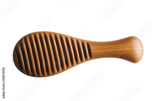 Wooden comb crafted from natural material designed for hair grooming and styling with a sleek ergonomic shape photo