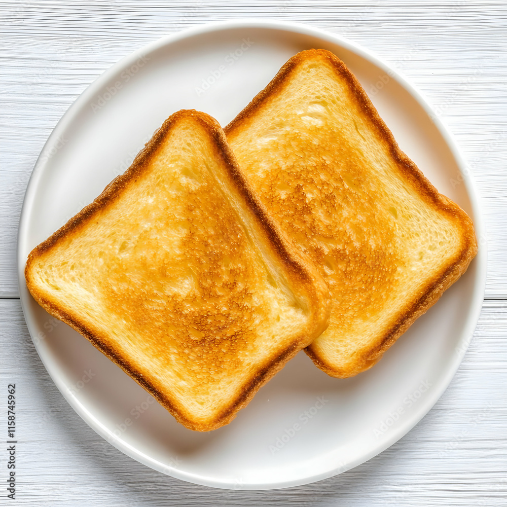 Golden Toasted Bread on Plate - Food Photography Golden Toasted Bread on Plate - Food Photography